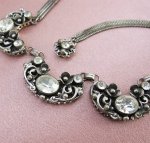 アンティーク豪華ネックレス 透かしシルバーフラワー