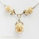 象牙アイボリー12K ローズネックレス