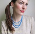 水色ガラス3連ネックレス