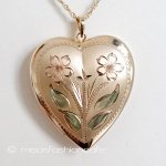 14Kgf ハートロケット アンティークネックレス