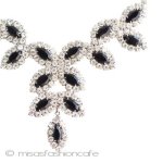 ラインストーン　リーフ Black&Clearネックレス