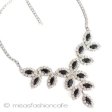 （画像用） ラインストーン　リーフ Black&Clearネックレス