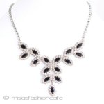 ラインストーン　リーフ Black&Clearネックレス