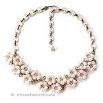 ヴィンテージアクセサリー ピンクパール花ネックレス