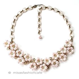 ヴィンテージアクセサリー ピンクパール花ネックレス