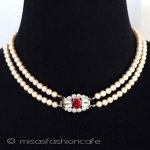 1950年代　パール２連 ビジュー金具　ネックレス