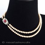 1950年代　パール２連 ビジュー金具　ネックレス