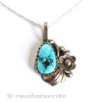 Sterlingシルバー製お花 ターコイズ・ネックレス