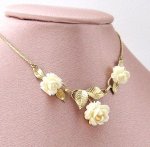 象牙アイボリー12K　 ローズネックレス