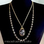 GoldetteNY　ネックレス クリスタル2連カメオ