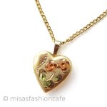 14Kgf　ハート花ロケット アンティーク　ネックレス