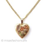 14Kgf　ハート花ロケット アンティーク　ネックレス