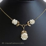 象牙アイボリー12K ローズネックレス