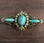 ガラス＆パール　ブローチ