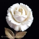 象牙アイボリー　14Kgf ローズ花　ブローチ