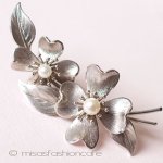 本真珠　14Kgf　 ハナミズキの花ブローチ