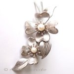 本真珠　14Kgf　 ハナミズキの花ブローチ