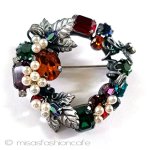 オーストリア製 ブローチ パール&クリスタルリース オーストリア製 ブローチ パール&クリスタルリース