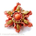 ミリアムハスケル刻印 コーラルガラスのお花