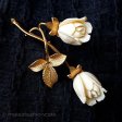 （画像用） 象牙アイボリー14Kgf ローズの花　ブローチ