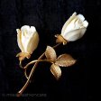 （画像用） 象牙アイボリー14Kgf ローズの花　ブローチ