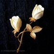 （画像用） 象牙アイボリー14Kgf ローズの花　ブローチ