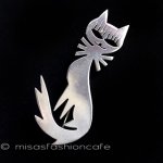 スターリングシルバー 猫ブローチ兼ペンダント