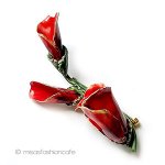 SANDOR刻印　ブローチ 赤いローズのお花