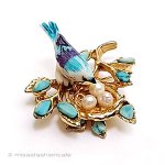 SWOBODA刻印スワボダ 真珠・天然石 鳥ブローチ SWOBODA刻印スワボダ 真珠・天然石 鳥ブローチ