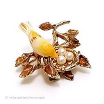 SWOBODA刻印スワボダ 真珠・天然石 鳥ブローチ SWOBODA刻印スワボダ 真珠・天然石 鳥ブローチ