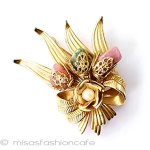 ヴィンテージアクセサリー パールリボン天然石ブーケ