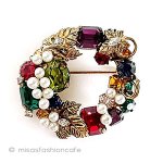 オーストリア製ブローチ パール 葡萄のリース オーストリア製ブローチ パール 葡萄のリース