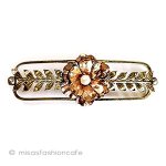 アンティークブローチ 本真珠・12Kgfのお花