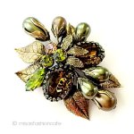 Regency　リージェンシー パール&ガラス花ブローチ