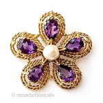 アンティークジュエリー 真珠とアメジストの金花 アンティークジュエリー 真珠とアメジストの金花