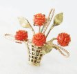 （画像用） Krementz　ブローチ 14Kgp 天然珊瑚の花かご