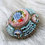 イタリア製モザイクブローチ