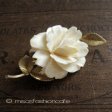 （画像用） 象牙アイボリー 12K ローズ　ブローチ