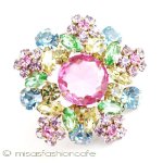 Regency　リージェンシー クリスタル花　ブローチ