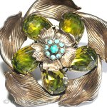 ＳＡＮＤＯＲ　ブローチ オリーブ　フラワー