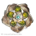 ＳＡＮＤＯＲ　ブローチ オリーブ　フラワー