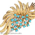 （画像用） Trifari　 トリファリ ターコイズの花ブローチ