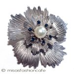 Krementz　ブローチ 真珠サファイアの花14Kgf