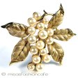 （画像用） Trifari　 トリファリ パール金葉ブローチ