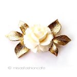 象牙アイボリー14Kgf ローズの花　ブローチ