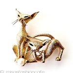 BOUCHER　ブシェール 猫ネコ　真珠　ブローチ