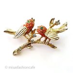 ビンテージジュエリー 2羽の小鳥　ブローチ