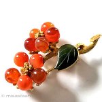 SWOBODA刻印スワボダ 天然石・翡翠の花ブローチ