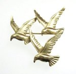 SterｌingSilver 銀製 Beau刻印 鳥ブローチ