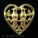 Sterling 銀製 Coro ハート 鳥 ブローチ Sterling 銀製 Coro ハート 鳥 ブローチ